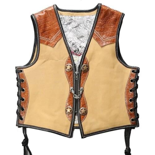 10036 Read Description! Asian Size Super Quality Cow Leather Vintage Waistcoat Mens Cowhide Stylish Rider Vest