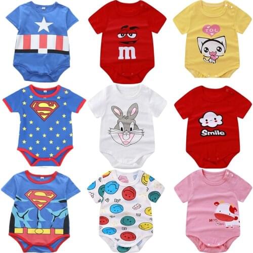2021 Newborn Infant Summer Triangle Jumpsuit Pure Cotton Baby Rompers Baby Bodysuit Cartoon Baby Boy Comfortable Baby Clothes