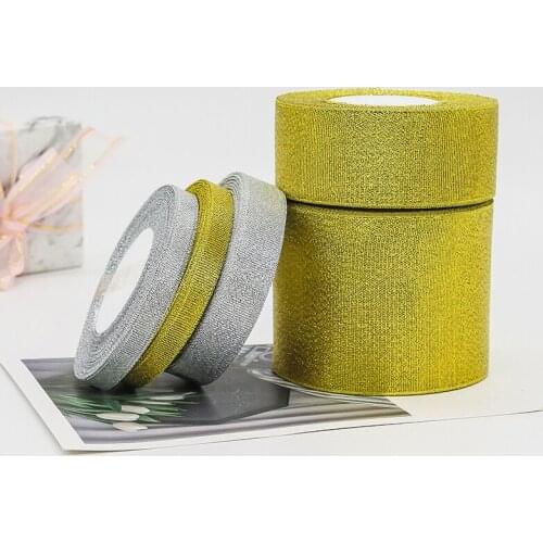 22 Meters Roll Gold Silver Glitter Satin Ribbon for Crafts Wedding Decorative DIY Organza Onions Ribbons Bow for Gift