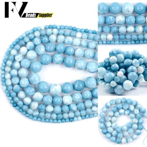 4/6/8/10/12mm Natural Gem Blue Chinese Larimar Beads Round Spacer Stone Beads For Jewelry Making DIY Bracelet Necklace Charms