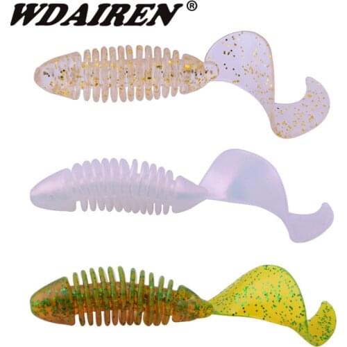 5pcs/lot Spiral Wobblers Fishing Lures 6.5cm 3.2g Easy Shiner Swimbaits Silicone Rolltail Black Bait Artificial shad Soft Lure