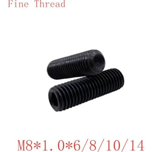 50pcs/lot) M8*1.0*6/8/10/14 alloy steel Grade 12.9 DIN916 fine thread cup point set grub screw