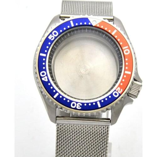 42MM Blue+Orange Accessories Parts Brushed Aluminum Bezel Watch Case Set Fit For Japanese NH35 NH36 Movement
