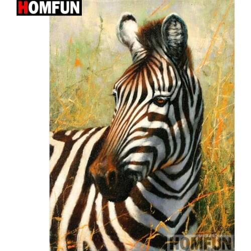 HOMFUN Full Square/Round Drill 5D DIY Diamond Painting "Animal zebra" Embroidery Cross Stitch 5D Home Decor Gift A14325