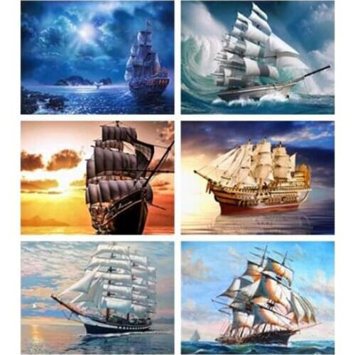 Diamond mosaic full Square diamond embroidery DIY diamond painting cross stitch crystal boat Scenery picture of rhinestones