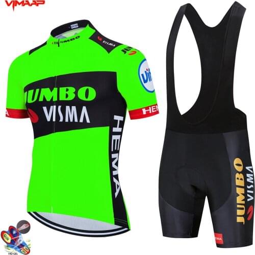Jumbo Road Bike Jersey Set 2021 Mens Cycling Clothing Summer MTB Team Clothes Short Sleeve Uniform Triathlon suit Ropa Hombre
