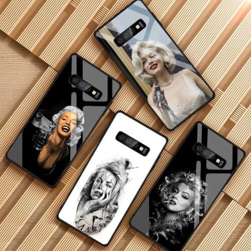 Marilyn Monroe Tempered Glass Phone Case For Samsung Galaxy S8 S9 S10 S20 PLUS J8 J6 J4 2018 NOTE 8 9 10 Cover Shell