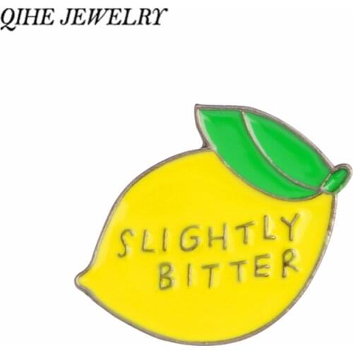 QIHE JEWELRY Slightly Bitter Lemon Enamel pins Badges Brooches Backpack Hat Bag Accessories Cute Lemon Fruit Jewelry