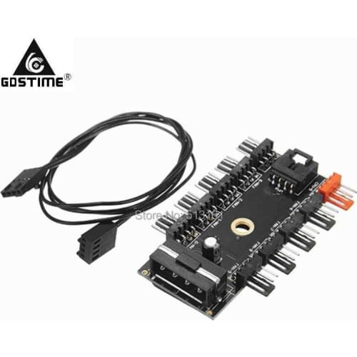 Gdstime D Type SATA 1 to 10 4Pin Molex Cooler Cooling Fan Hub Splitter Cable PWM 4 Pin Power Supply Speed Controller Adapter