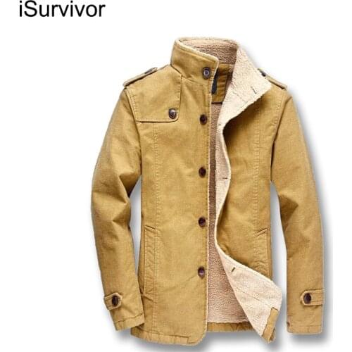 ISurvivor 2021 Men Winter Autumn Fleece Jackets Coats Hombre Male Casual Fashion Slim Fit Plus Size Jackets M-6XL Outwear Parkas