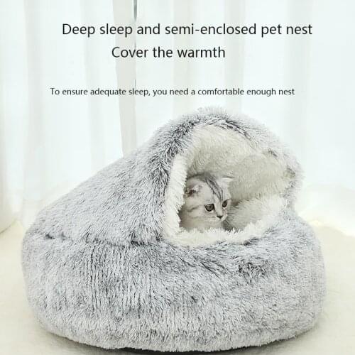 Cat Pets Winter Round House For Large Medium And Small Plush Comfortable Cat Nesk Bed Basket Cushion Supplies