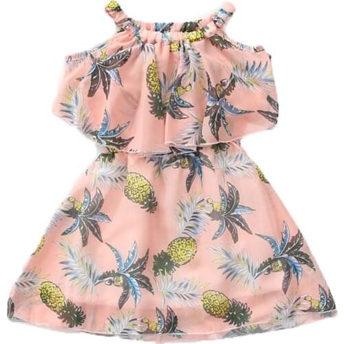 Summer Fashion Girl Dress Toddler Kids Girls Clothes Pineapple Print Sleeveless Chiffon Dress Clothes Платье Robe Bimba
