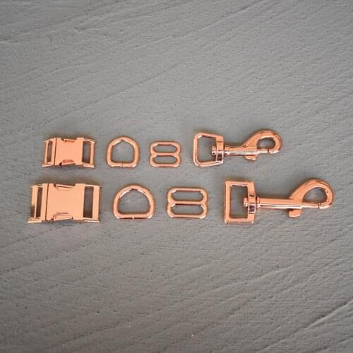 100 Sets 15/20/25mm Metal Straps Slider D Ring Release Belt Buckle For Pet Dog Collar Paracord Sewing Accessory Rose Gold