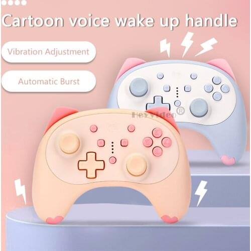 Cute Cartoon Wireless Controller for Nintendo Switch /Lite Gamepad Joystick with Voice Wake Up & Dual Motor Vibration Function