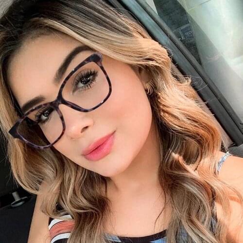 2021 New Anti-Blu-ray TR90 Optical Retro Cat Eye Unisex Glasses Square Black Large Frame Women Man vintage Flat Glasses