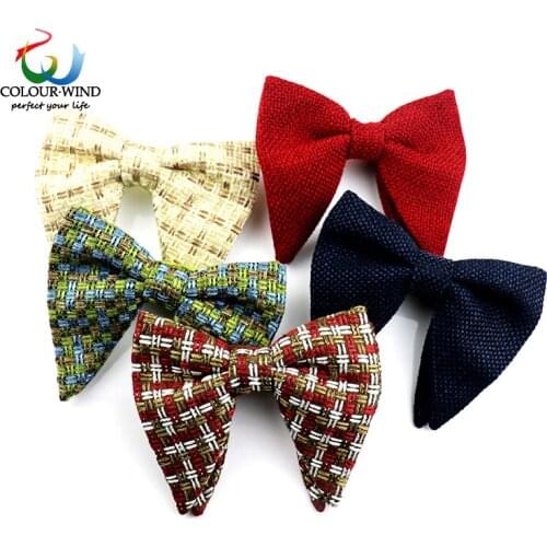 Newest Cotton Polyester Big Bow Ties For Men Women Plaid Solid Butterfly 12*11CM Casual Adult Bowtie Cravats