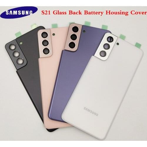 Original Samsung Galaxy S21 G991 Glass Back Battery Cover Rear Door Housing For SAMSUNG S 21 5G With Camera Lens Frame Adhesive