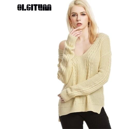 Autumn Girls Sweater New Style Bottoming Shirt Sexy Womens Backless Sweaters V-neck Large Size Pullovers Sweater SW830
