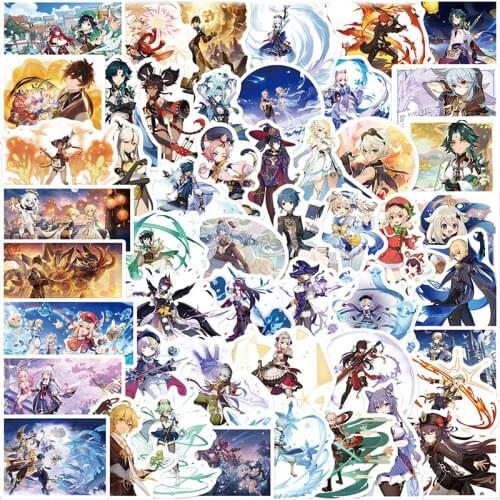 10/30/50pcs/pack Genshin Impact Double style Game Cartoon Stickers For Skateboard Computer Notebook Car Decal Childrens Toys