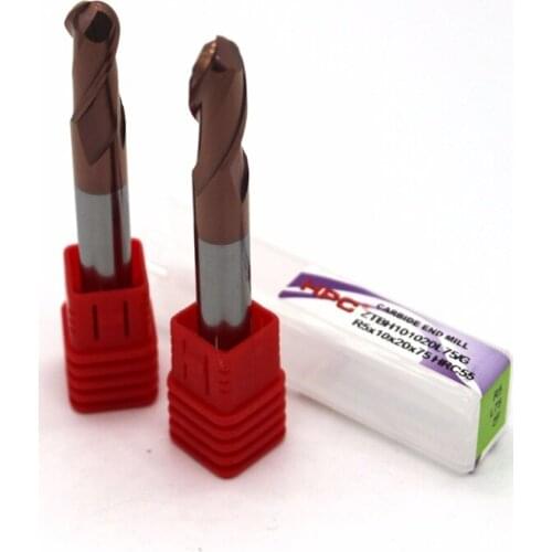 R5*10*75 of 2 flutes ball nose carbide end mills HRC55