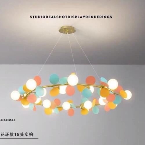 Nordic style art multicolor wreath living room led chandelier creative atmosphere diningroom master bedroom bar hanging lamps