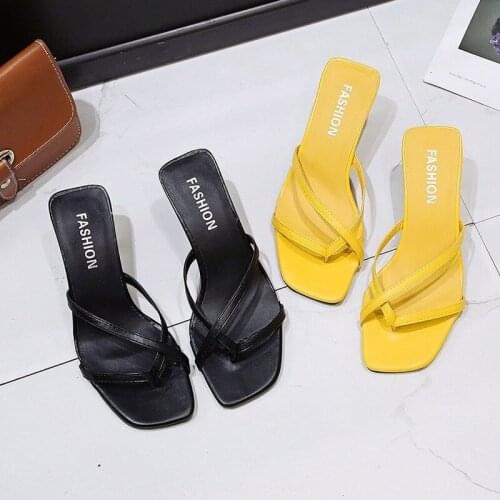 Gladiator Sandals High Heels Sandal Shoes Fashion Cross Brand Strap Flip Flops Sexy Thin High Heel Pumps Square Toe Shoes Big 43