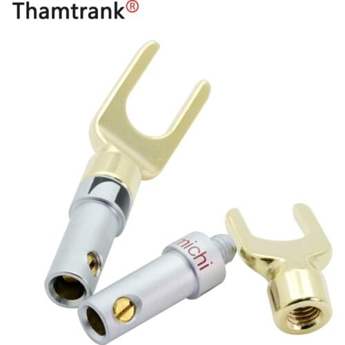 YT 100PCS Nakamichi Gold Plated Y/U- type Banana Plugs Set Cable Wire Connector Fork Spade Speaker Plug Adapter Audio Terminals