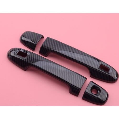 4pcs Front Door Handle Protection Cover Trim With Smart Keyhole Carbon Fiber Style Fit For Toyota C-HR 2017-2020