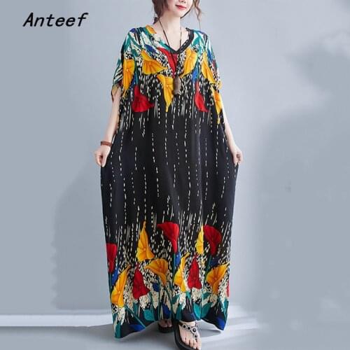 Short sleeve cotton stain vintage dresses for women casual maxi long loose sun summer beach dress elegant clothes 2021