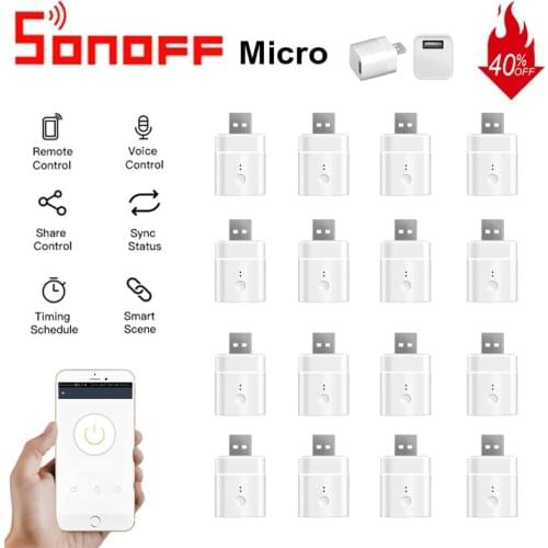 10/1Pcs SONOFF Mirco USB 5V Wireless USB Smart Adaptor Make USB Devices Smart via eWeLink APP Remote Control Alexa Google Home