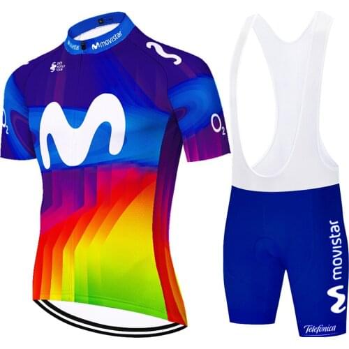 2020 Team Movistar cycling jersey short sleeve men roupa de ciclismo 2020 Summer Bike shorts suit Bicycle biker shorts set