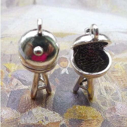 4pcs 13X28mm 3D BBQ Grill Charms Antique Silver Color Metal Alloy Camping Pendant Accessories Handmade Jewelry For DIY Craft