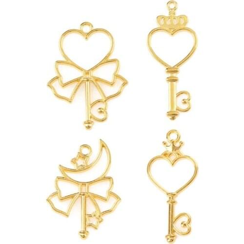4Pcs Fairy Wand Magic Stick UV Frame Pendant Open Bezel Setting Jewelry Making X4YA