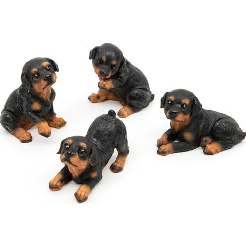 4pcs Resin Rottweiler Dogs Micro Landscape Decor Pet Puppy Miniature Home Garden Ornament Bonsai Terrarium Figurines Home Decor