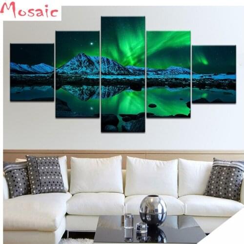5 pcs,diy diamond embroidery Blue Green natural Landscape Lake diamond painting full mosaic picture of rhinestones living room