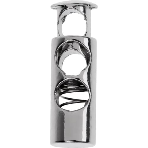 6pcs Metal Silver Cylinder Barrel Cord Lock Toggles Spring Stopper Cordlocks