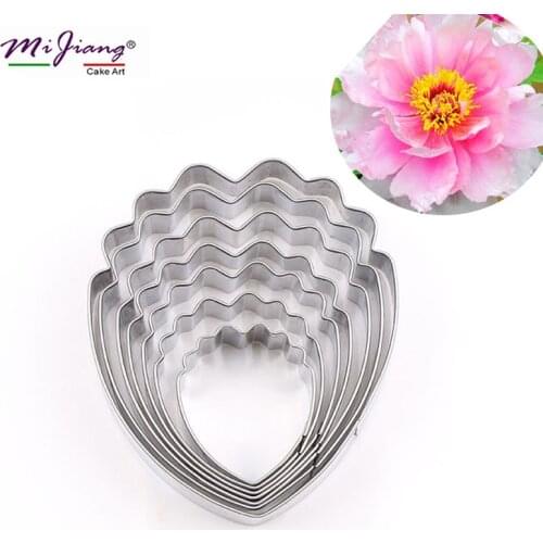 7pcs/set Stainless Steel Peony Flower Cake Cutters Set Fondant Mold Cookie Silcers Cake Decorating Tools Kitchen Bakeware A427