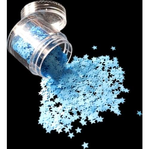 8Colors/set Neon Pigment Nail Art Glitter Fluorescent Star 3D Shape Sequins Flakes Mix Shining Acrylic Gel Nails Decoration