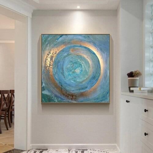 Abstract Beautiful Blue Gold Painting Canvas Painting Wall Art Nordic Posters and Prints Wall Pictures for Living Room Decor