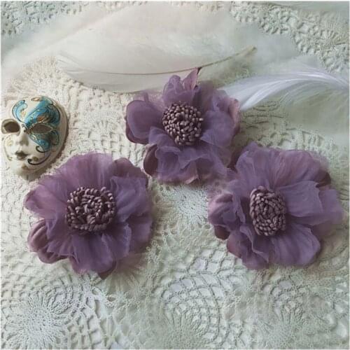 Flower Appliques 10pcs Purple Peony Embroidery Floral Patches for Dress Sweater Clothes Mending Holes 9cm 3.5" Wide L14F13