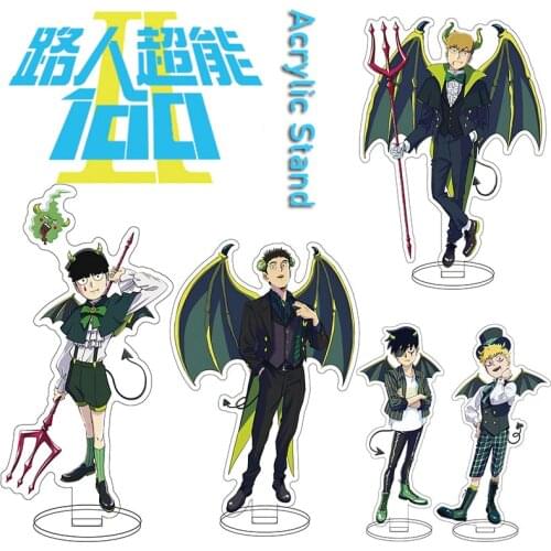 Anime Mob Psycho 100 Acrylic Stand Model Keychain Kageyama Shigeo & Reigen Arataka Little Devil Figures Desktop Decor Collection