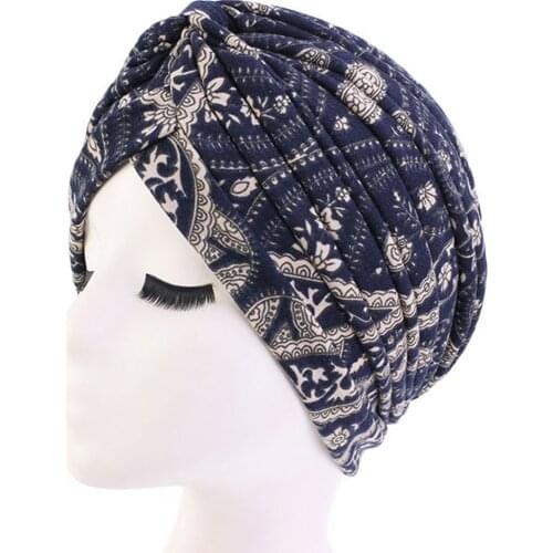 Floral Print Turban Chemotherapy Chemo Beanies Headwrap Sleep Cap for women