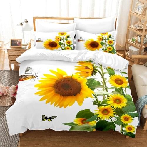 Beauty Flower Bedding Set Single Twin Full Queen King Size Rose Sunflower Bed Set Childrens Kid Bedroom Duvetcover Sets 3D 014