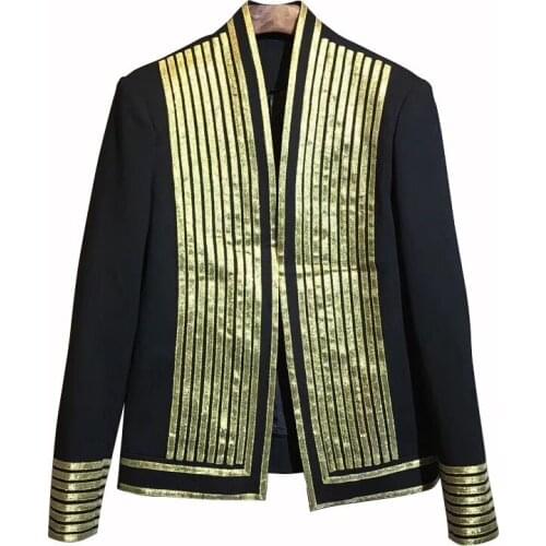 Surround Tide Gold Men Suit Coat Male Trend Blazers Man Suit 2020 Autumn Night Hairstyle Division Personality Loose Coat Jacket