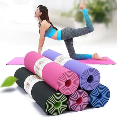 Yoga Mat Anti-skid Sports Fitness Mat 6MM Thick TPE Comfort Foam Yoga Mat for Exercise, Yoga, and Pilates Gymnastics Mat