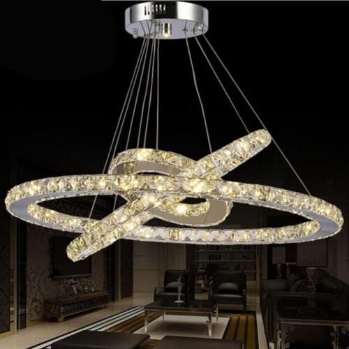 Creative crystal chandelier Modern minimalist LED restaurant chandelier LED chandelier Round bedroom lighting fixture led lamps