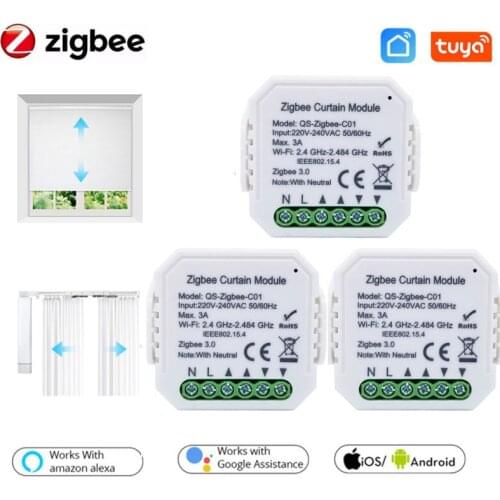 Tuya Smart Life Zigbee Curtain Switch Module For Roller Shutter Blind Motor APP Remote Control For Google Smart Home Household