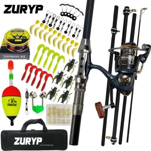 ZURPY 2.1m-3.0m FIshing Spining Rod set rod fishing line reel fishing bait accessories box fishing rod bag full Fishing combo A