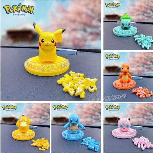 Car Temporary Parking Sign Car Moving Phone Number Plate Cute Pikachu Interior Decoration Supplies cute car ornament accessories