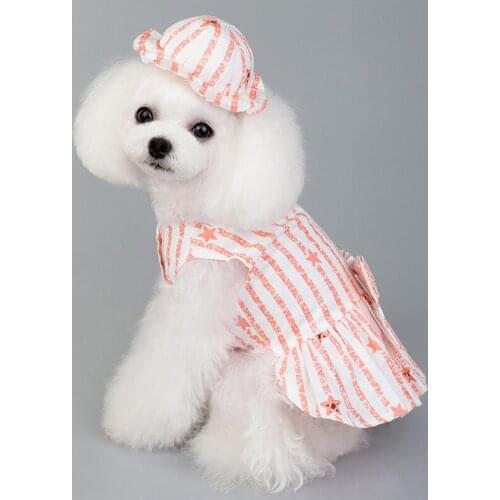 Dog Dresses Pet Clothes Puppy Vest Sundresses Princess Bow Dress w/ Sunhat